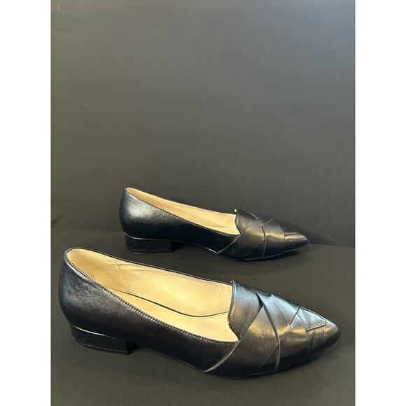 Cole Haan Camila Skimmer Leather Pointed Toe Weave Flat Shoes size 6 in Black - Picture 3 of 7